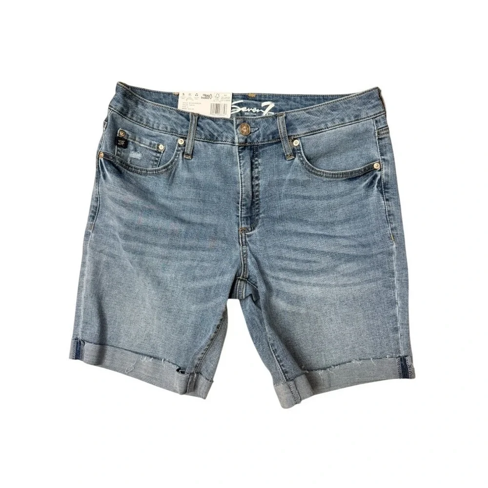 Seven7 Relaxed Bermuda Denim Shorts Women's 6 Mid Rise Cuffed Outdoor Casual